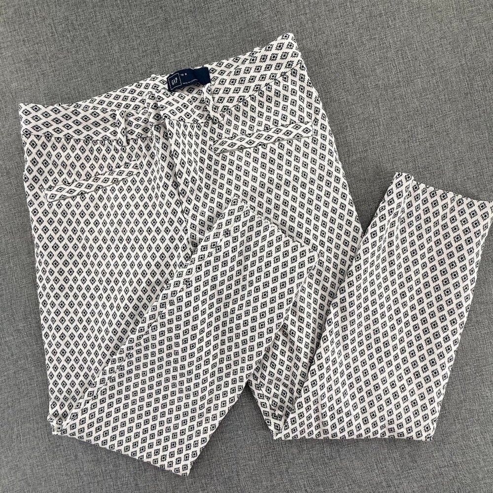 GAP Ankle Pants Cream & Black Color 10 Regular Cotton Blend‎ Low Rise Office,